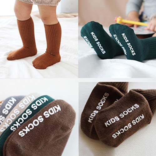 DEBAIJIA 3 Pares de Calcetines de Algodón para Bebé 1-3 Años Suaves Cómodos Niños Niñas Calcetines Antideslizante Otoño Invierno - M