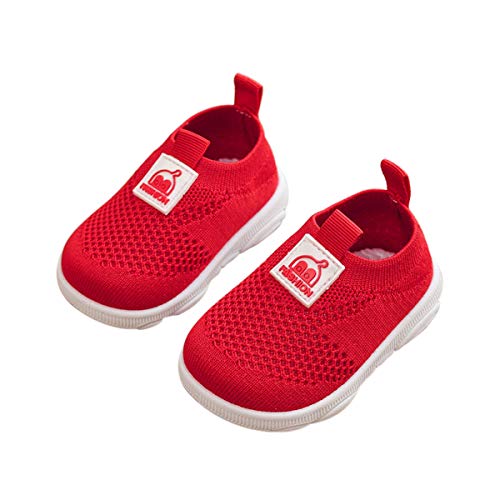 DEBAIJIA Zapatos para Niños 3-18M Bebé Caminan Zapatillas Deporte sin Cordones Transpirables Malla Ligera Antideslizante TPR-Materiale(Rojo-19)