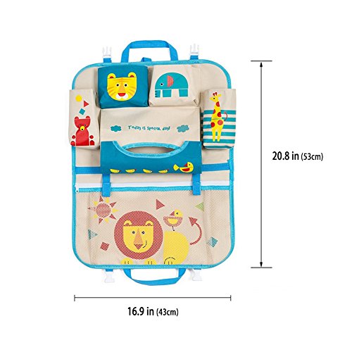 DoMyfit Organizador de Asiento de Coche para bebé, Accesorios de Remolque, Asiento de Niños, Bolsa de Almacenamiento para Colgar (Lion)