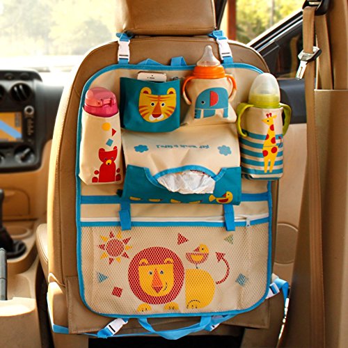 DoMyfit Organizador de Asiento de Coche para bebé, Accesorios de Remolque, Asiento de Niños, Bolsa de Almacenamiento para Colgar (Lion)