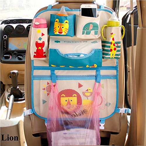 DoMyfit Organizador de Asiento de Coche para bebé, Accesorios de Remolque, Asiento de Niños, Bolsa de Almacenamiento para Colgar (Lion)