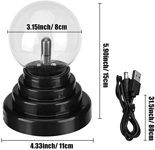 DQTYE Touch sensible bola de plasma USB/batería energía lámpara plasma esfera mágica globo novedad juguetes decoración atmósfera luz