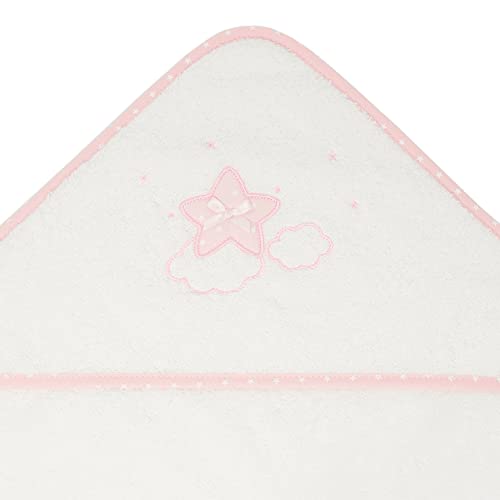 Duffi Baby - Toalla Baño Bebe con Capucha. Capa de Baño Infantil 80 x 80 cm. Toalla Bebe Recien Nacido 100% Algodon. Super Suave Absorbente. Niños y niñas. Estrella. Color Rosa. 1195-06