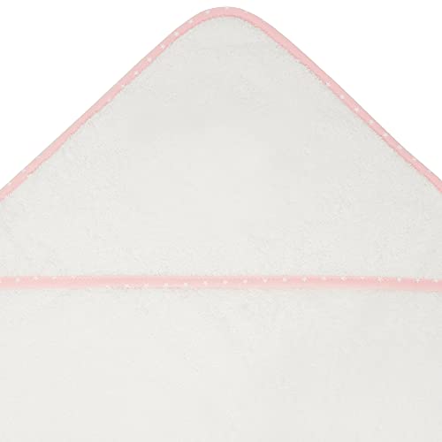 Duffi Baby - Toalla Baño Bebe con Capucha para Bordar. Capa de Baño Infantil 80 x 80 cm. Toalla Bebe Recien Nacido 100% Algodon. Super Suave Absorbente. Niños y niñas. Color Blanco Rosa. 1196-06