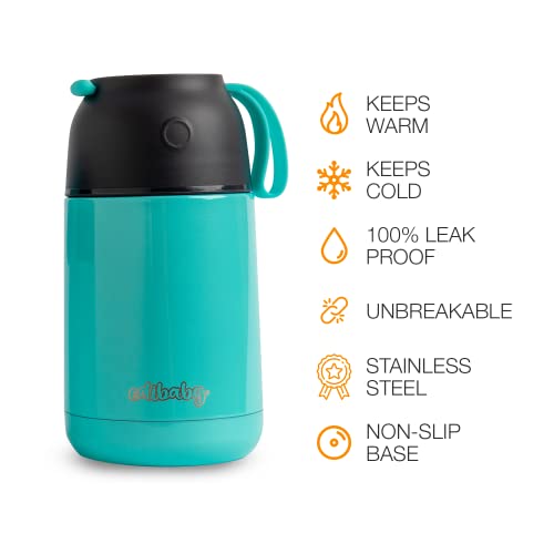 Edibaby, Termo Bebe, Papillero, Comida Bebe, Sólidos y Líquidos, 450ml y 650ml, con Cuchara Incluida, para Alimentos y Bebidas (Azul, 450 ml)