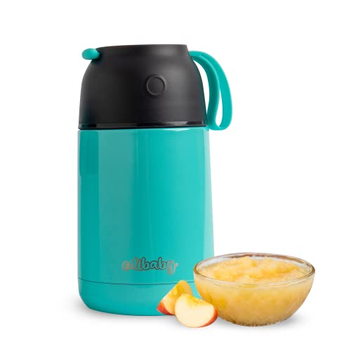 Edibaby, Termo Bebe, Papillero, Comida Bebe, Sólidos y Líquidos, 450ml y 650ml, con Cuchara Incluida, para Alimentos y Bebidas (Azul, 450 ml)