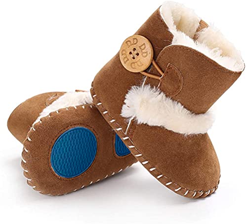 EDOTON Botas de Bebés Unisexo Zapatos Primeros Pasos Invierno Soft Sole Botas Suaves de Nieve de Suela 0-18 Meses (6-12 Meses, Marrón)