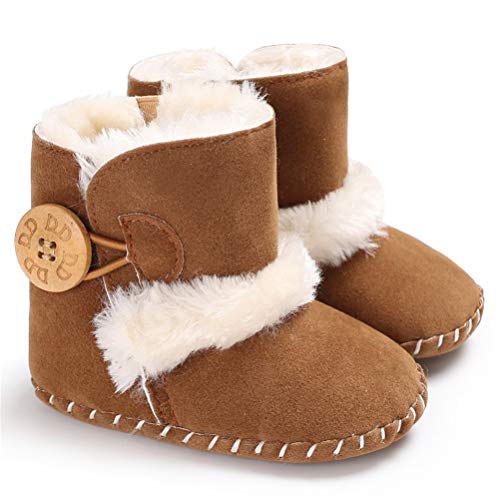 EDOTON Botas de Bebés Unisexo Zapatos Primeros Pasos Invierno Soft Sole Botas Suaves de Nieve de Suela 0-18 Meses (6-12 Meses, Marrón)