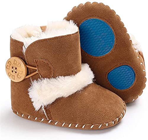 EDOTON Botas de Bebés Unisexo Zapatos Primeros Pasos Invierno Soft Sole Botas Suaves de Nieve de Suela 0-18 Meses (6-12 Meses, Marrón)