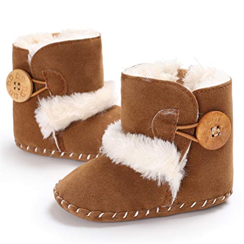 EDOTON Botas de Bebés Unisexo Zapatos Primeros Pasos Invierno Soft Sole Botas Suaves de Nieve de Suela 0-18 Meses (6-12 Meses, Marrón)