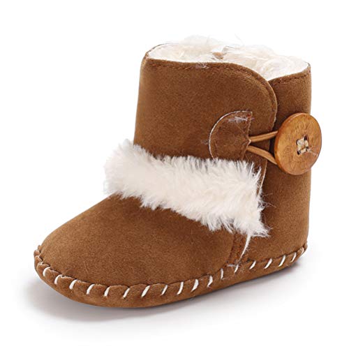 EDOTON Botas de Bebés Unisexo Zapatos Primeros Pasos Invierno Soft Sole Botas Suaves de Nieve de Suela 0-18 Meses (6-12 Meses, Marrón)