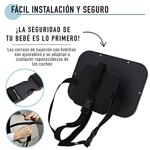 Espejo de Coche para Bebés para Asientos Traseros Orientados Hacia Atrás. Tamaño XL Rotación 360° Inclinable. Espejo para Asiento Trasero de Coche. Espejo Retrovisor para Vigilar al Bebé en su Silla