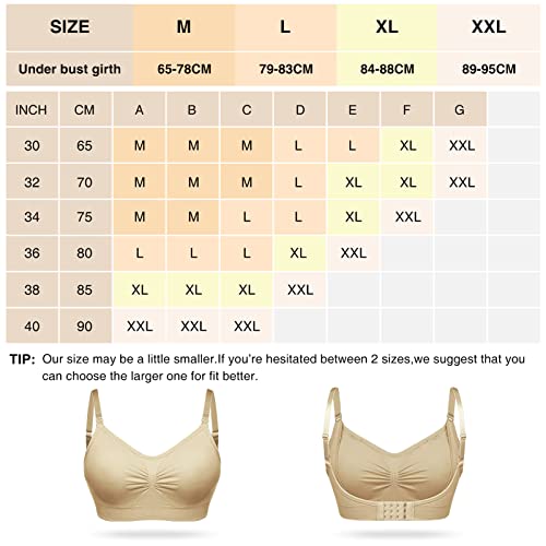 FeelinGirl Sujetador de Maternidad Sostén de Lactancia sin Aros para Mujer Conjuntos de Lencería para Mamá Posparto con Relleno Beige/1 Pieza XL