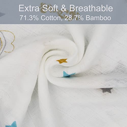 FenFang Manta Muselina Bebe 120X120 cm, Lot de 2 Muselina Bambu Algodón Grande, Swaddle Wrap Bebe Verano, Mantas para Envolver Envolventes Mantitas de Muselinas Bebe Recien Nacido Toallas de Baño