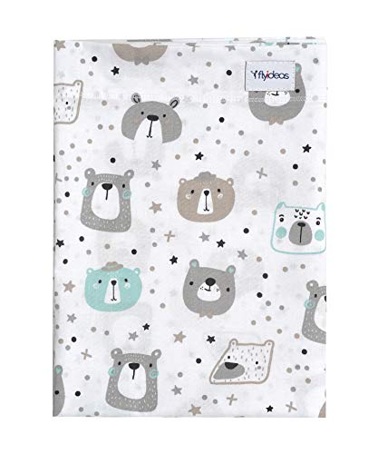 FlyIdeas Juego de Sabanas para Capazo de Bebe Conjunto 3 Pcs 75x35 cm Carro y Cochecito | 1 Sabana Bajera Ajustable 1 Sabana Encimera y 1 Funda Almohada - 100% Algodòn Cert Oeko-Tex