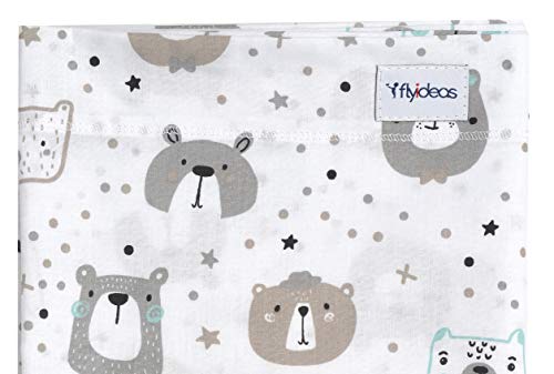 FlyIdeas Juego de Sabanas para Capazo de Bebe Conjunto 3 Pcs 75x35 cm Carro y Cochecito | 1 Sabana Bajera Ajustable 1 Sabana Encimera y 1 Funda Almohada - 100% Algodòn Cert Oeko-Tex