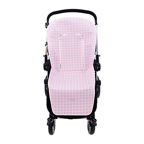 Funda de Verano para Silla Paseo Universal Rosy Fuentes- Colchoneta para Carrito Bebé- Transpirable-Compatible con Bugaboo, Jane, Concord, Baby Jogger, Bebecar…0-rosa