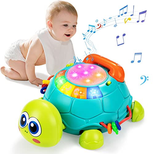 Funsland Juguetes Musicales para Bebés de 6 a 12 Meses, Divertido Desarrollo Temprano Educativo Juguete Infantil, Tortuga Juguetes Canta, Luces LED, Regalo de Juego para Niño y Niña 1 2 3 Años