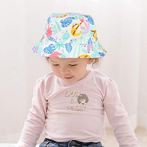 GEMVIE Sombrero de verano para bebé, niño, niño, gorro de verano para niña, gorro de algodón para verano, protección solar, gorro de pescador con estampado Blanco 1-2 Años