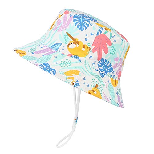 GEMVIE Sombrero de verano para bebé, niño, niño, gorro de verano para niña, gorro de algodón para verano, protección solar, gorro de pescador con estampado Blanco 1-2 Años