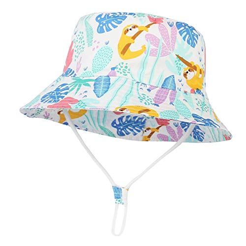 GEMVIE Sombrero de verano para bebé, niño, niño, gorro de verano para niña, gorro de algodón para verano, protección solar, gorro de pescador con estampado Blanco 1-2 Años