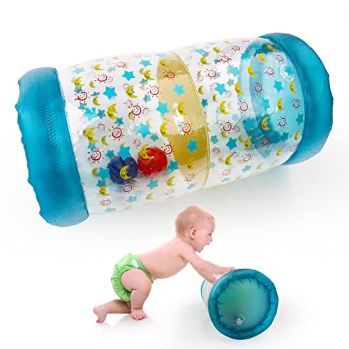 Gxhong Rulo Hinchable Baby Roller Baby Gatear Juguetes de Fitness para 6 Meses, 1 2 3 años de Edad, Azul