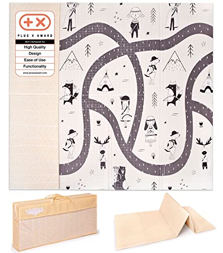 Hakuna Matte Alfombra de juego plegable para bebé de 2 x 1,8 m, premiada, diseño reversible, arena del Caribe y explorador escandinavo, plegable, sin olor, sin sustancias nocivas