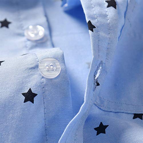 Happy Cherry - Niños Traje Bebés para Fiesta Boda Ceremonia Conjunto de Ropa Formal Verano Algodón Pantalones Cortos+Corbata+Camisa para Infantil de 18-24 Meses - Azul