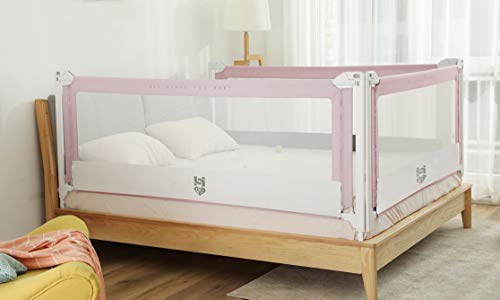 Harbour 99 - Barandilla De Cama para Niños de 0-5 años Color Rosa, Protección De Seguridad Retráctil, Barrera para Cama Alta, Segura y de 3 Generación (Rosa, Longitud 180 cm)