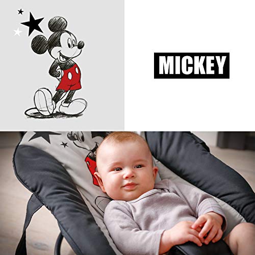 Hauck Rocky Hamacas bebes Disney de 0 meses hasta 9 kg, funcion mecedora, respaldo ajustable, sistema de arnes y asas de transporte, negro