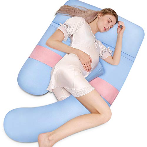 HBselect Almohada Embarazo Mejorar Sueño Suave Algodon 150 X 75 Cm Almohada Maternidad para Espalda Lumbar Barriga Caderas Piernas Dormir U Forma Almohada Embarazo y Lactancia Desmontable y Lavable