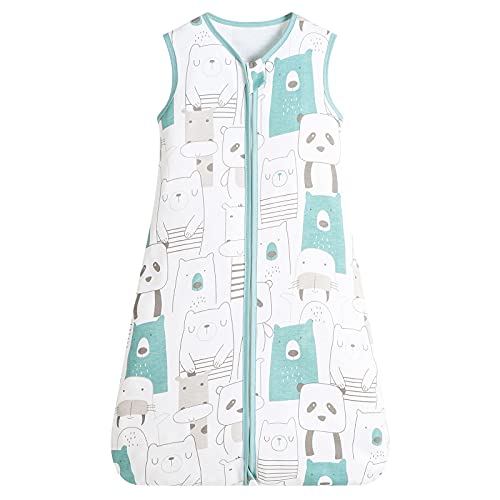 Herefun Saco de Dormir para Bebé, 0.5 TOG Saco de Sin Mangas Dormir de Verano Bebé con Cremallera, Transpirable Algodón para Recién Nacido 3-18 Meses (Panda_, 85x36cm)