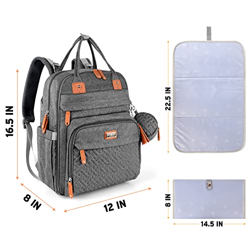 Homlynn Mochila PañAles Bebe, Gran Capacidad Mochila Cambiador Bebe Con Cambiador y Porta Chupones Para Bolsa de Viaje Para Mamá y Papá