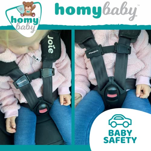 HOMYBABY® Seguridad Bebes - XL Hebilla para Cinturon de Seguridad ORIGINAL - Evita que el Niño Saque los Brazos del Arnés - Protector Arnes Bebe para Silla de Coche - Cierre Seguridad Bebe