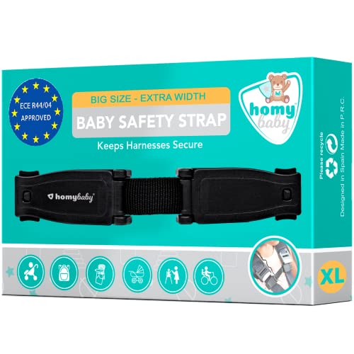 HOMYBABY® Seguridad Bebes - XL Hebilla para Cinturon de Seguridad ORIGINAL - Evita que el Niño Saque los Brazos del Arnés - Protector Arnes Bebe para Silla de Coche - Cierre Seguridad Bebe