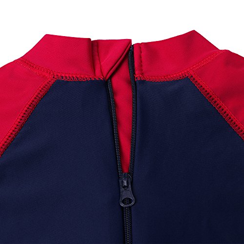 HUAANIUE Traje de baño para niños pequeñas Traje de baño de Manga Corta Traje de baño de una Pieza Zip Rash Guard Protección Solar Traje de baño UPF 50+ Natación Bañarse Ropa de Playa