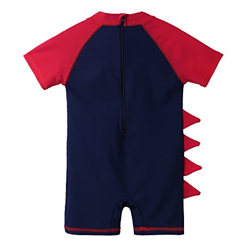 HUAANIUE Traje de baño para niños pequeñas Traje de baño de Manga Corta Traje de baño de una Pieza Zip Rash Guard Protección Solar Traje de baño UPF 50+ Natación Bañarse Ropa de Playa