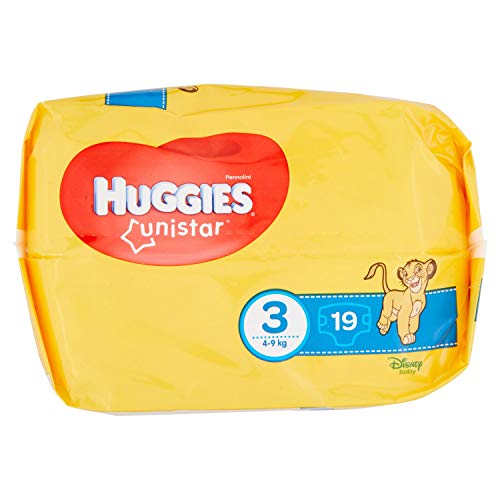 Huggies Unistar Pañales, Talla 3 (4-9 kg), 19 Pañales