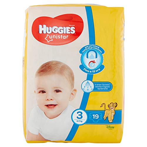 Huggies Unistar Pañales, Talla 3 (4-9 kg), 19 Pañales