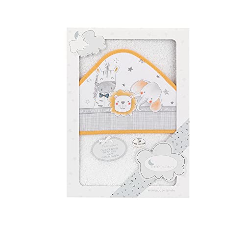 Interbaby 01229-72 - Capa de baño ANIMALITOS blanco y naranja, unisex