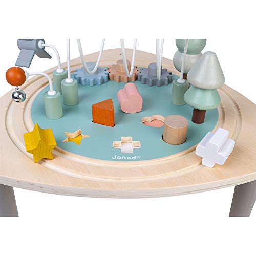 Janod - Mesa de actividades de madera Sweet Cocoon - Mesa multijuego adecuada para niños pequeños - Actividades para bebés, desarrollo de la motricidad fina - A partir de 1 año, J04411