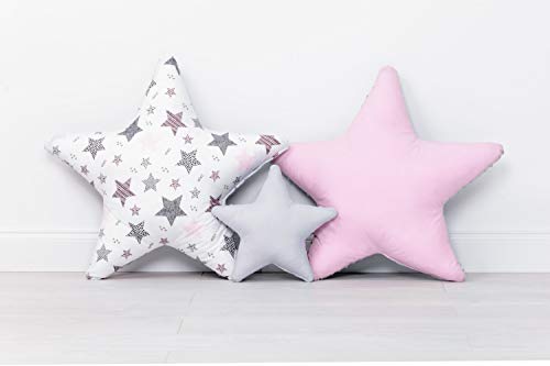 Juego de 3 cojines decorativos con diseño de estrella, aprox. 60 cm/28 cm, para habitación de los niños, con relleno, para dormitorio, habitación de bebé, niña y niño, SET56