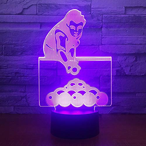 Jugando al billar, billar, billar Luz Nocturna 3D Lámpara De Mesa De Escritorio Nocturno 7 Cambio De Color Linterna Controlador Usb Juguete Regalo Para Niños