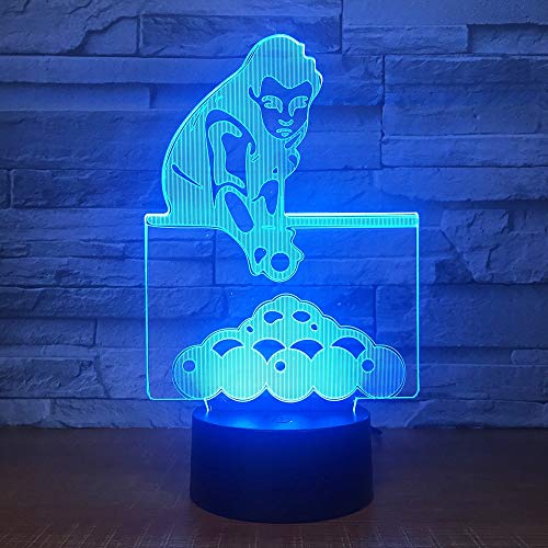 Jugando al billar, billar, billar Luz Nocturna 3D Lámpara De Mesa De Escritorio Nocturno 7 Cambio De Color Linterna Controlador Usb Juguete Regalo Para Niños