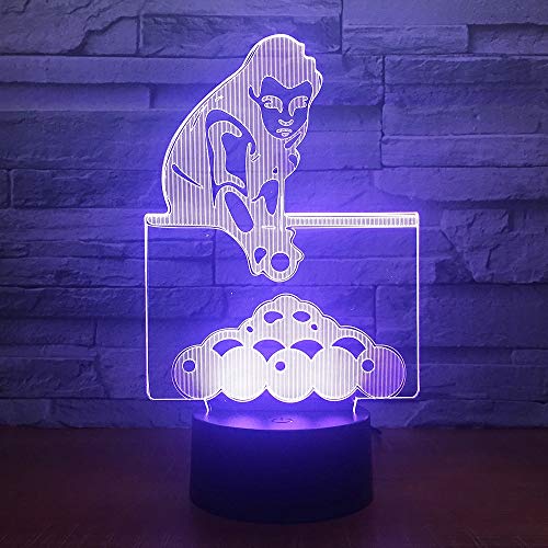 Jugando al billar, billar, billar Luz Nocturna 3D Lámpara De Mesa De Escritorio Nocturno 7 Cambio De Color Linterna Controlador Usb Juguete Regalo Para Niños