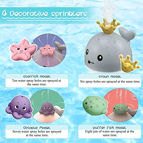 Juguetes Bañera Baño Bebe Ballena Juguete de Baño Para Bebé Baby Bath Toys Whale Aspersor Flotante Luces de Colore Música con 4 Boquillas 1 Destornillador Niños Niñas Para Bebe 1 2 3 4 Años 6-12 Meses