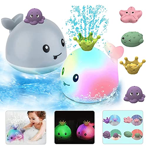 Juguetes Bañera Baño Bebe Ballena Juguete de Baño Para Bebé Baby Bath Toys Whale Aspersor Flotante Luces de Colore Música con 4 Boquillas 1 Destornillador Niños Niñas Para Bebe 1 2 3 4 Años 6-12 Meses