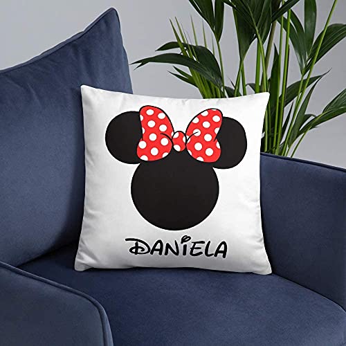 Kembilove Cojin Personalizado – Cojin Infantil con el Nombre – Regalos Originales – Regalos Originales para Bebes Recien Nacidos de Minnie