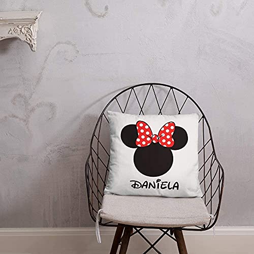 Kembilove Cojin Personalizado – Cojin Infantil con el Nombre – Regalos Originales – Regalos Originales para Bebes Recien Nacidos de Minnie