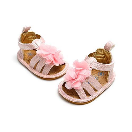 Lacofia Sandalias de Verano para bebé niñas Zapatos de Vestir de Flores de Infantiles para bebé Rosa 3-6 Meses